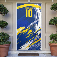 Personalized Sweden Dala Horse Soccer 2026 Door Cover Grunge Swedish Flag Brush Strokes
