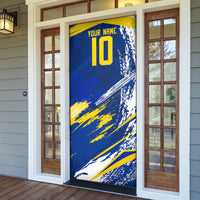 Personalized Sweden Dala Horse Soccer 2026 Door Cover Grunge Swedish Flag Brush Strokes