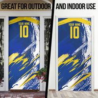 Personalized Sweden Dala Horse Soccer 2026 Door Cover Grunge Swedish Flag Brush Strokes