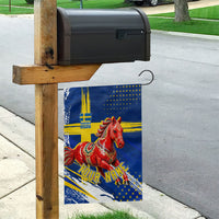 Personalized Sweden Dala Horse Soccer 2026 Garden Flag Grunge Swedish Flag Brush Strokes