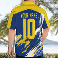 Personalized Sweden Dala Horse Soccer 2026 Hawaiian Shirt Grunge Swedish Flag Brush Strokes
