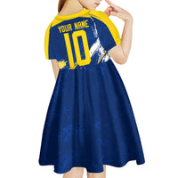 Personalized Sweden Dala Horse Soccer 2026 Kid Short Sleeve Dress Grunge Swedish Flag Brush Strokes