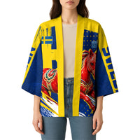 Personalized Sweden Dala Horse Soccer 2026 Kimono Grunge Swedish Flag Brush Strokes
