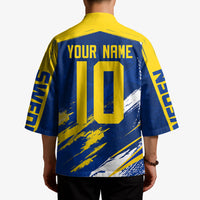 Personalized Sweden Dala Horse Soccer 2026 Kimono Grunge Swedish Flag Brush Strokes