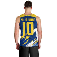 Personalized Sweden Dala Horse Soccer 2026 Men Tank Top Grunge Swedish Flag Brush Strokes