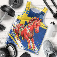 Personalized Sweden Dala Horse Soccer 2026 Men Tank Top Grunge Swedish Flag Brush Strokes