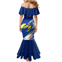 Personalized Sweden Dala Horse Soccer 2026 Mermaid Dress Grunge Swedish Flag Brush Strokes