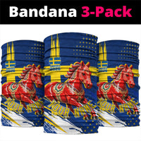 Personalized Sweden Dala Horse Soccer 2026 Neck Gaiter Grunge Swedish Flag Brush Strokes