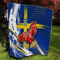 Personalized Sweden Dala Horse Soccer 2026 Quilt Grunge Swedish Flag Brush Strokes