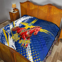 Personalized Sweden Dala Horse Soccer 2026 Quilt Grunge Swedish Flag Brush Strokes