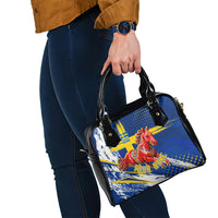 Personalized Sweden Dala Horse Soccer 2026 Shoulder Handbag Grunge Swedish Flag Brush Strokes
