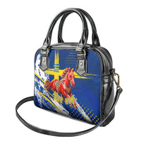 Personalized Sweden Dala Horse Soccer 2026 Shoulder Handbag Grunge Swedish Flag Brush Strokes