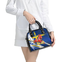 Personalized Sweden Dala Horse Soccer 2026 Shoulder Handbag Grunge Swedish Flag Brush Strokes