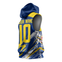 Personalized Sweden Dala Horse Soccer 2026 Sleeveless Hoodie Grunge Swedish Flag Brush Strokes