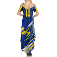 Personalized Sweden Dala Horse Soccer 2026 Summer Maxi Dress Grunge Swedish Flag Brush Strokes