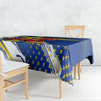 Personalized Sweden Dala Horse Soccer 2026 Tablecloth Grunge Swedish Flag Brush Strokes