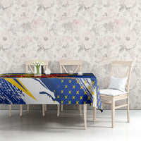 Personalized Sweden Dala Horse Soccer 2026 Tablecloth Grunge Swedish Flag Brush Strokes
