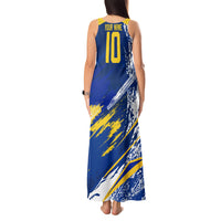 Personalized Sweden Dala Horse Soccer 2026 Tank Maxi Dress Grunge Swedish Flag Brush Strokes
