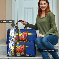 Personalized Sweden Dala Horse Soccer 2026 Travel Bag Grunge Swedish Flag Brush Strokes