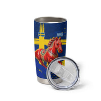 Personalized Sweden Dala Horse Soccer 2026 Tumbler Cup Grunge Swedish Flag Brush Strokes