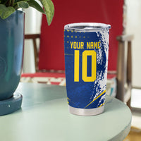 Personalized Sweden Dala Horse Soccer 2026 Tumbler Cup Grunge Swedish Flag Brush Strokes