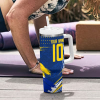 Personalized Sweden Dala Horse Soccer 2026 Tumbler With Handle Grunge Swedish Flag Brush Strokes
