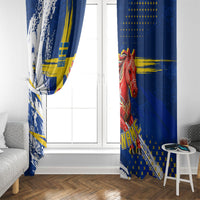 Personalized Sweden Dala Horse Soccer 2026 Window Curtain Grunge Swedish Flag Brush Strokes
