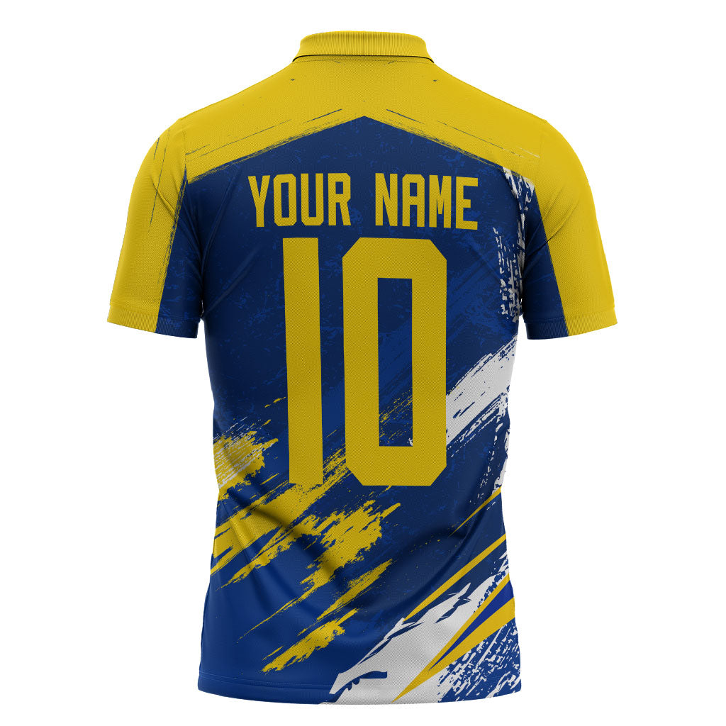 Personalized Sweden Dala Horse Soccer 2026 Zipper Polo Shirt Grunge Swedish Flag Brush Strokes
