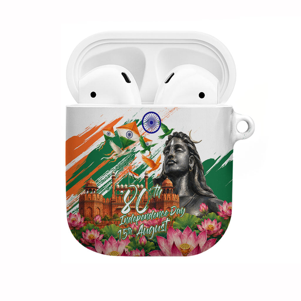 India 80th Independence Day AirPods Case Ashoka Chakra Lotus Landmarks Shiva