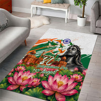 India 80th Independence Day Area Rug Ashoka Chakra Lotus Landmarks Shiva