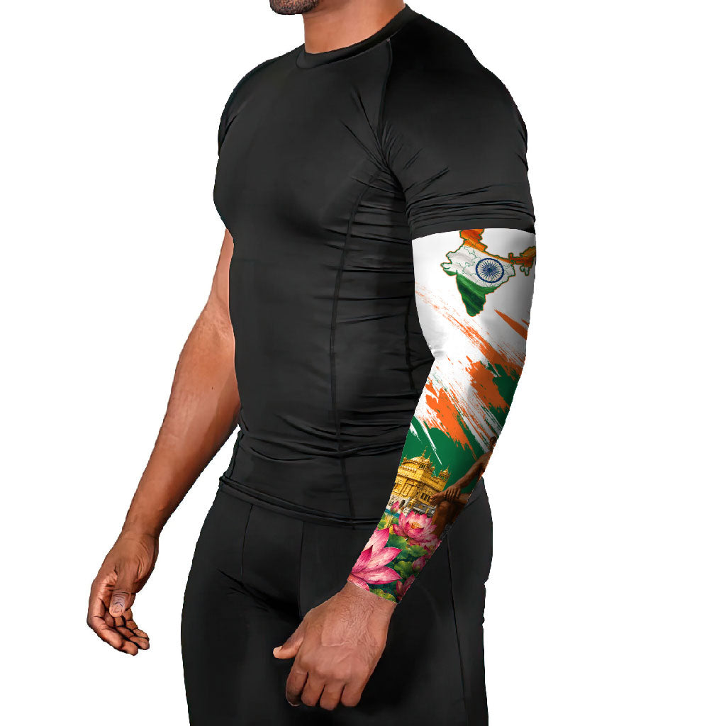India 80th Independence Day Arm Sleeves Ashoka Chakra Lotus Landmarks Shiva