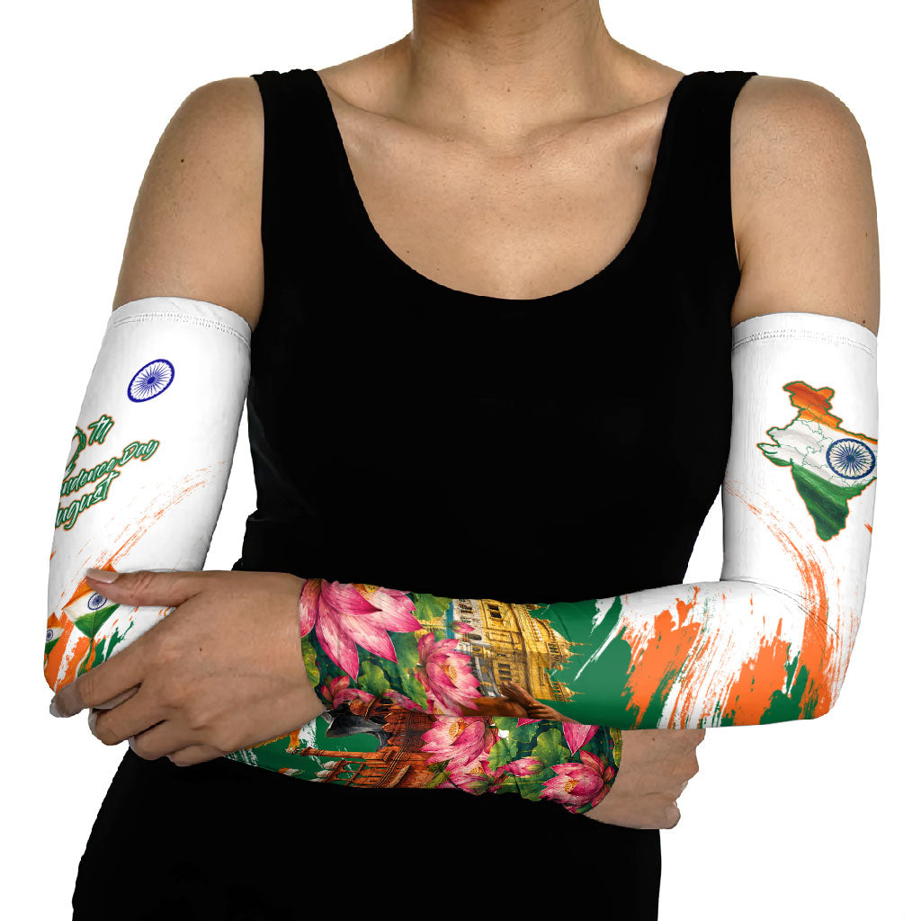 India 80th Independence Day Arm Sleeves Ashoka Chakra Lotus Landmarks Shiva