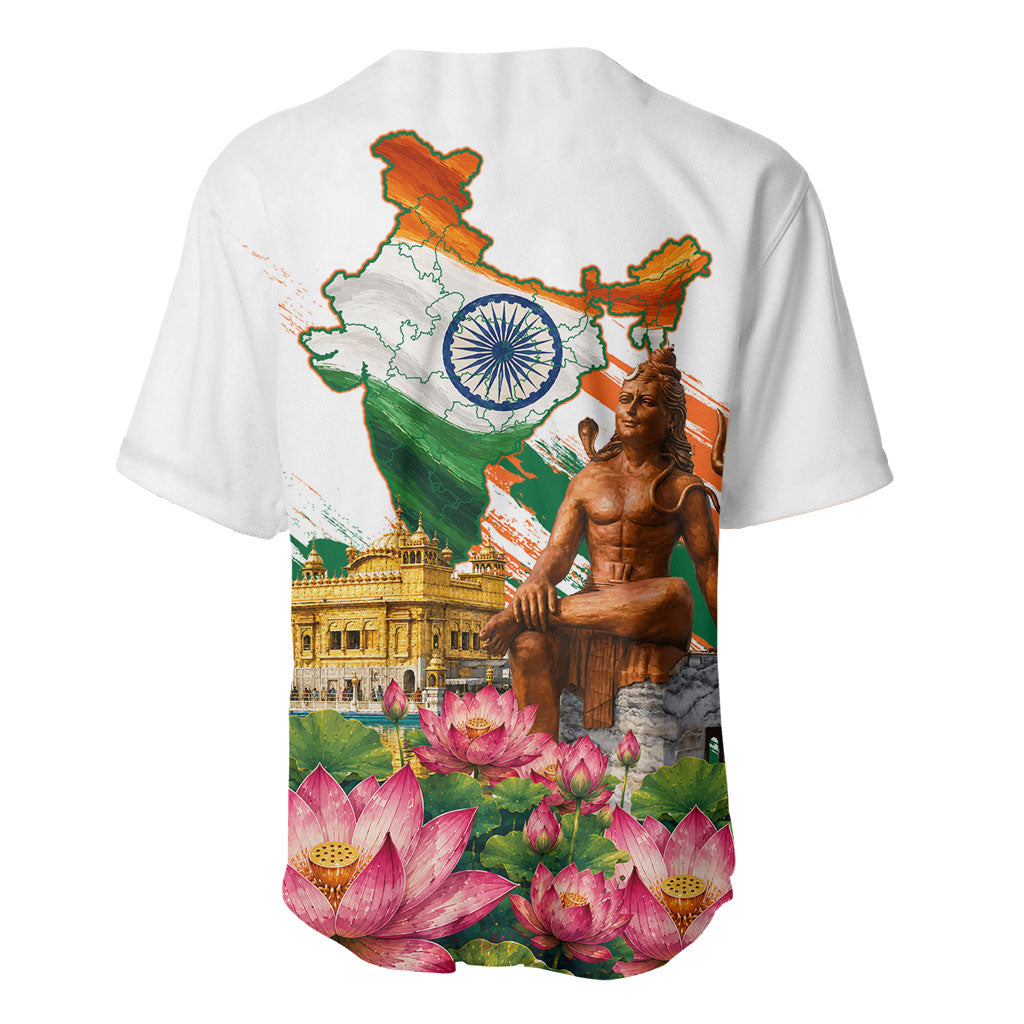 India 80th Independence Day Baseball Jersey Ashoka Chakra Lotus Landmarks Shiva