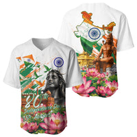 India 80th Independence Day Baseball Jersey Ashoka Chakra Lotus Landmarks Shiva