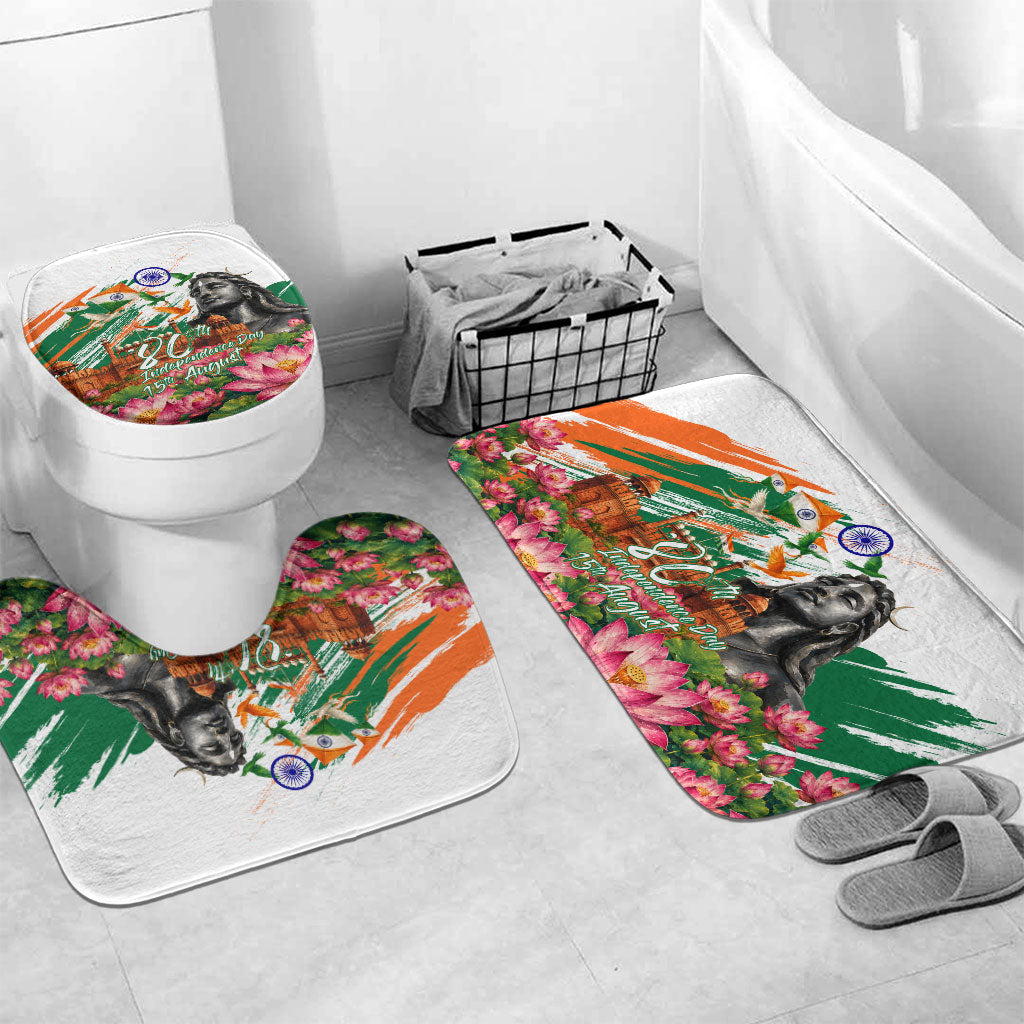 India 80th Independence Day Bathroom Set Ashoka Chakra Lotus Landmarks Shiva