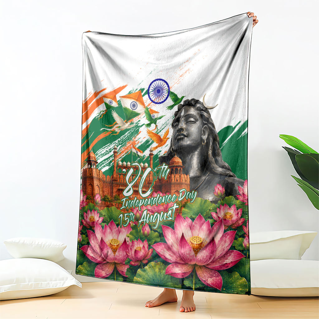 India 80th Independence Day Blanket Ashoka Chakra Lotus Landmarks Shiva