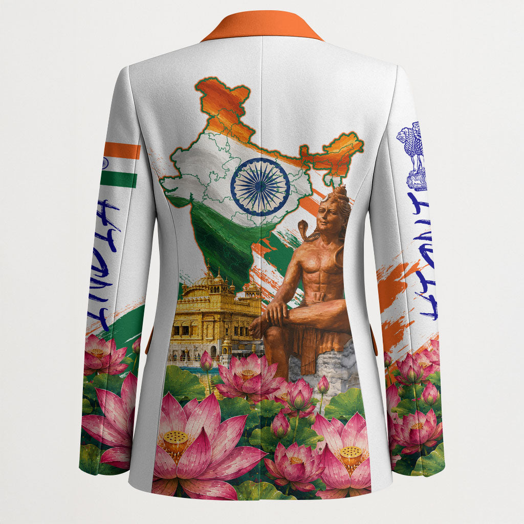 India 80th Independence Day Blazer Ashoka Chakra Lotus Landmarks Shiva