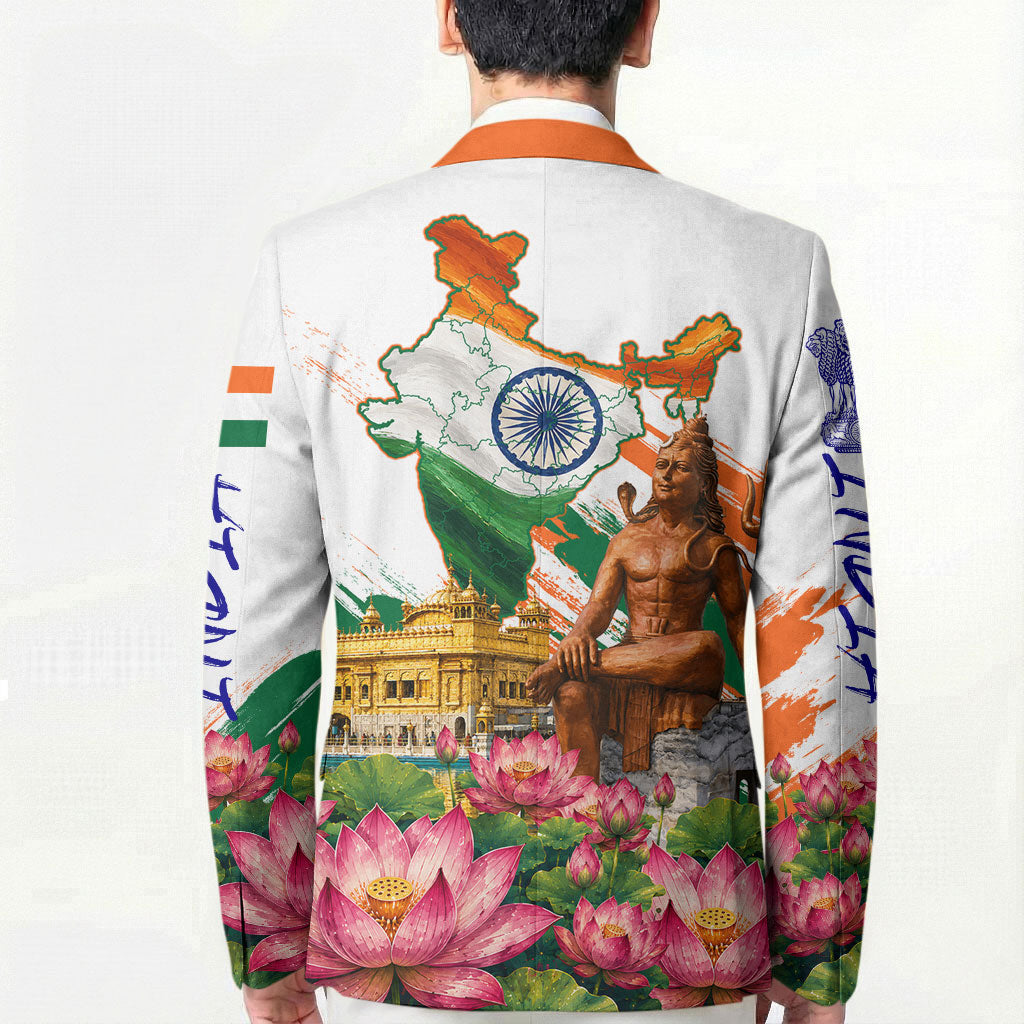 India 80th Independence Day Blazer Ashoka Chakra Lotus Landmarks Shiva