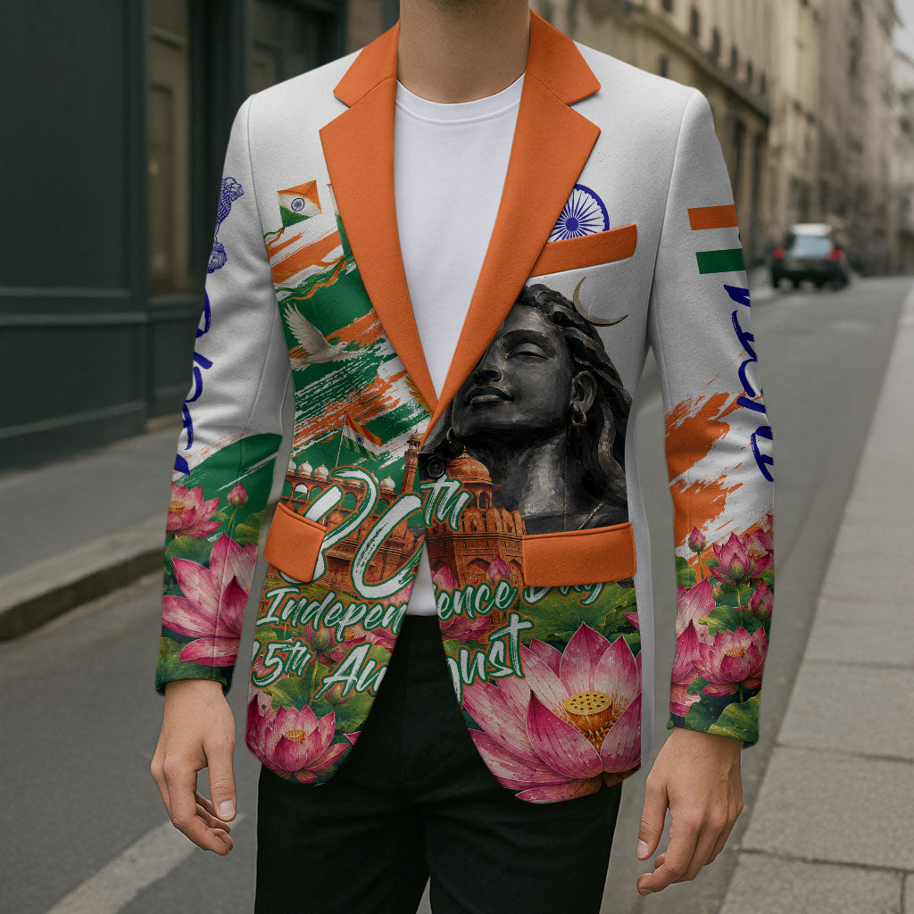 India 80th Independence Day Blazer Ashoka Chakra Lotus Landmarks Shiva