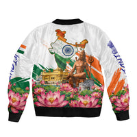 India 80th Independence Day Bomber Jacket Ashoka Chakra Lotus Landmarks Shiva