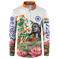 India 80th Independence Day Button Sweatshirt Ashoka Chakra Lotus Landmarks Shiva