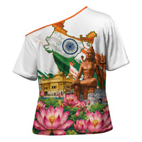 India 80th Independence Day Cross Shoulder Shirt Ashoka Chakra Lotus Landmarks Shiva
