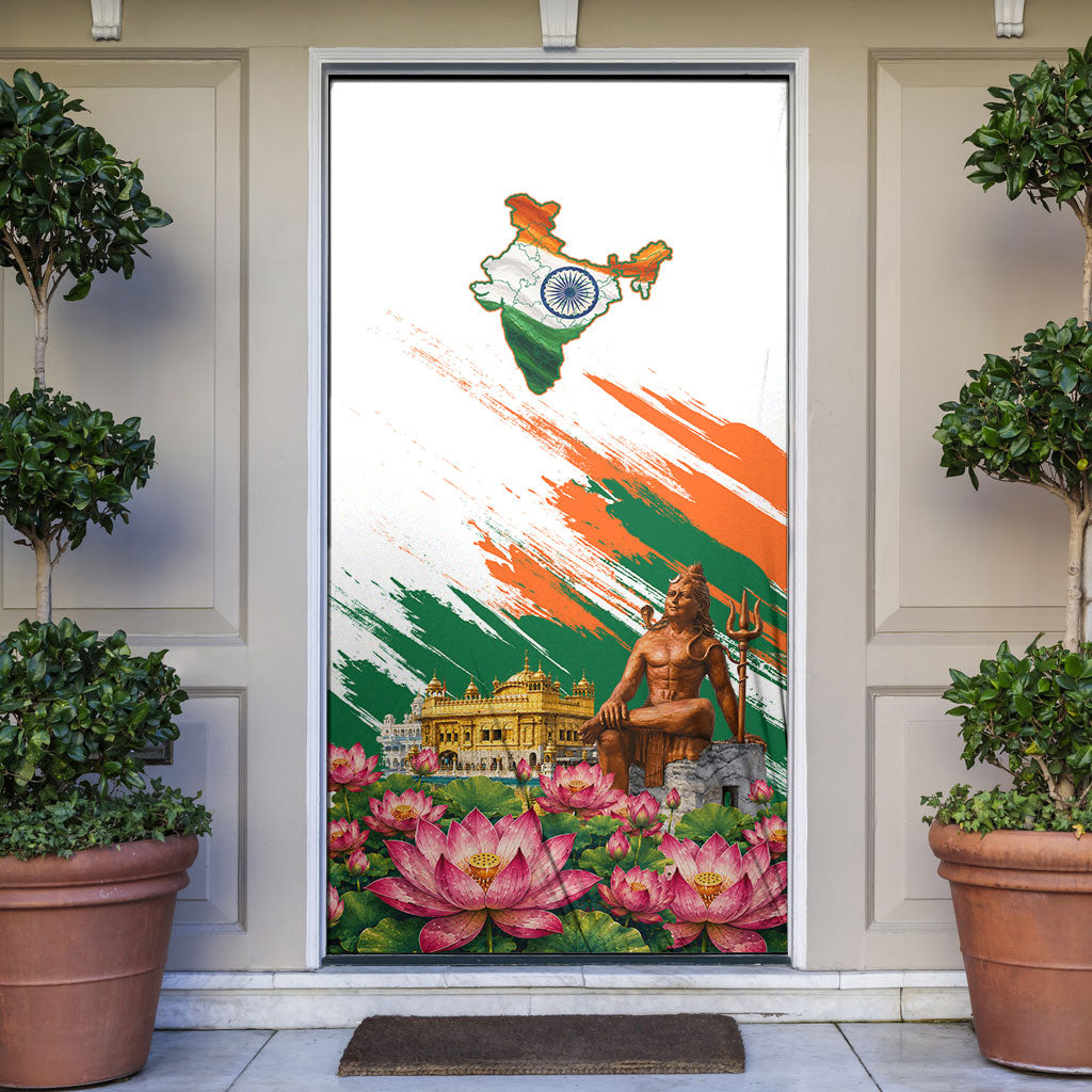 India 80th Independence Day Door Cover Ashoka Chakra Lotus Landmarks Shiva