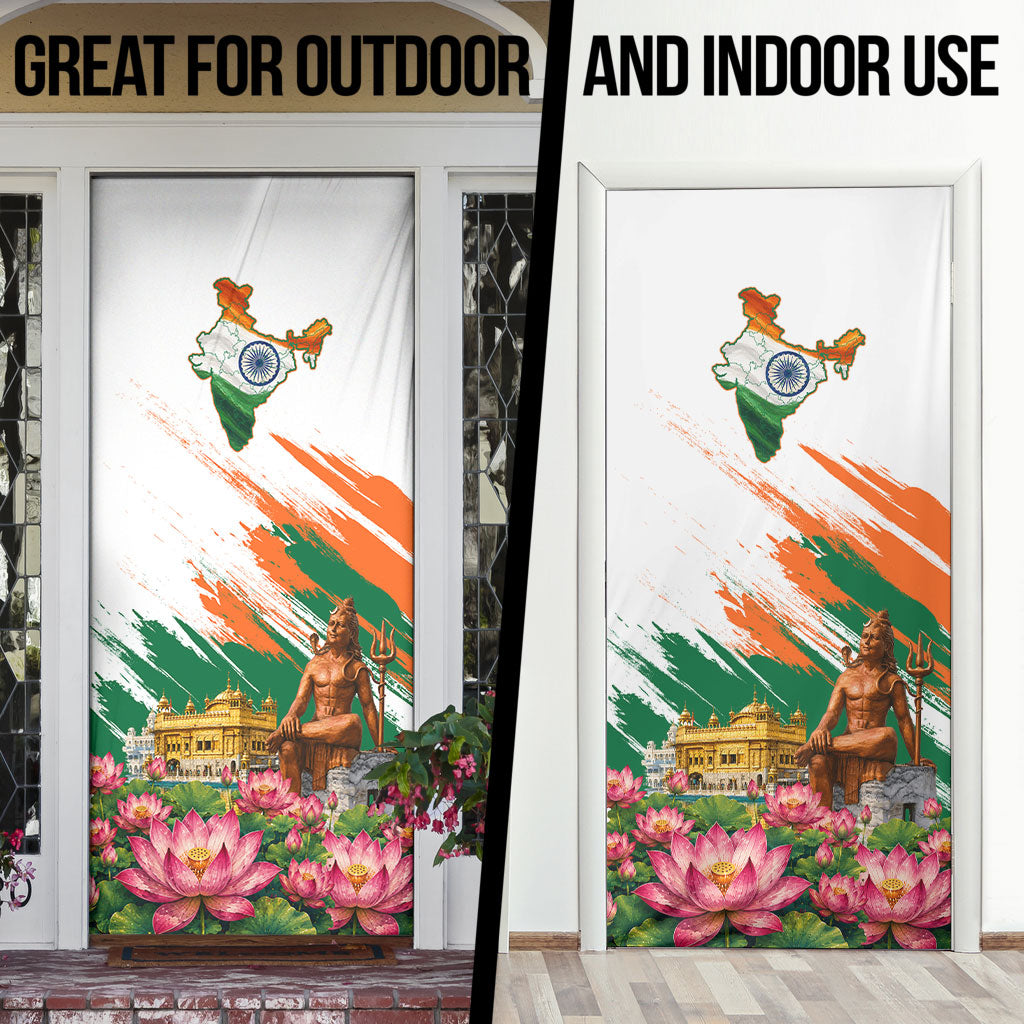 India 80th Independence Day Door Cover Ashoka Chakra Lotus Landmarks Shiva