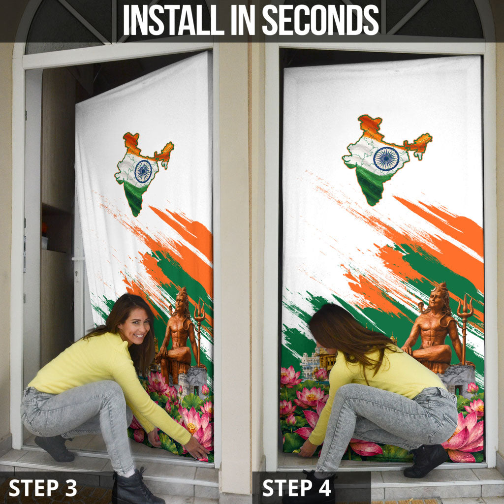 India 80th Independence Day Door Cover Ashoka Chakra Lotus Landmarks Shiva