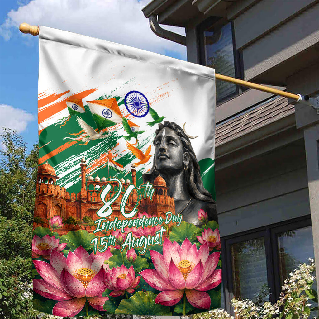 India 80th Independence Day Garden Flag Ashoka Chakra Lotus Landmarks Shiva