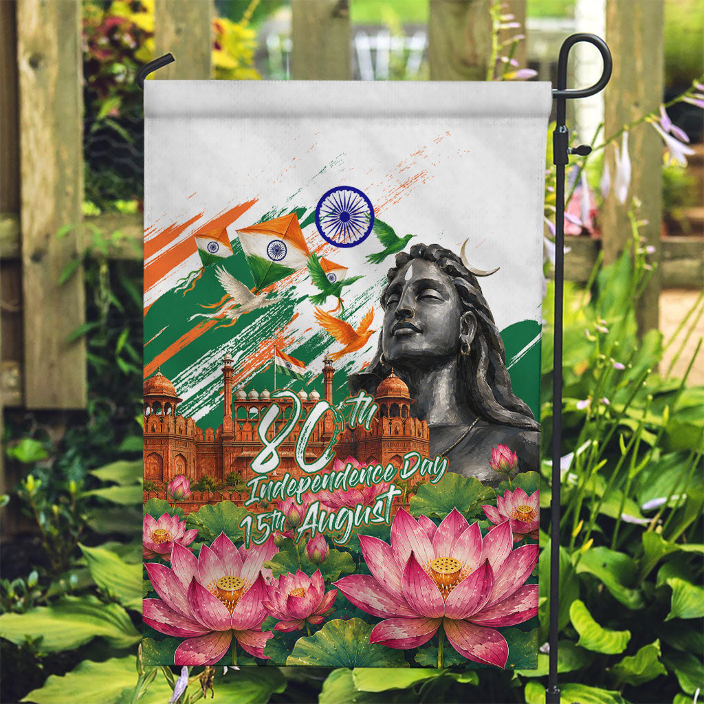 India 80th Independence Day Garden Flag Ashoka Chakra Lotus Landmarks Shiva