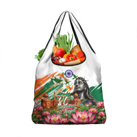 India 80th Independence Day Grocery Bag Ashoka Chakra Lotus Landmarks Shiva