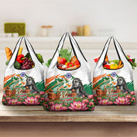 India 80th Independence Day Grocery Bag Ashoka Chakra Lotus Landmarks Shiva