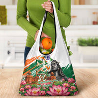 India 80th Independence Day Grocery Bag Ashoka Chakra Lotus Landmarks Shiva